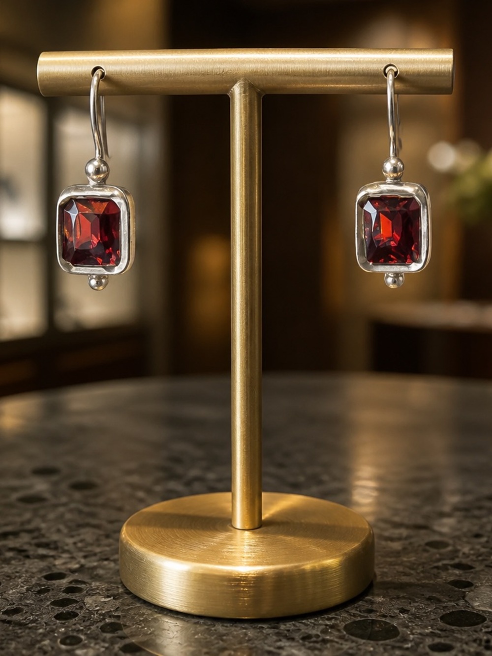 NWOT Sterling Garnet Earrings